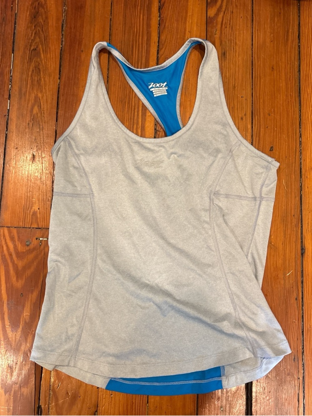 Zoot Women's Light Gray Racerback Tank with Blue Liner